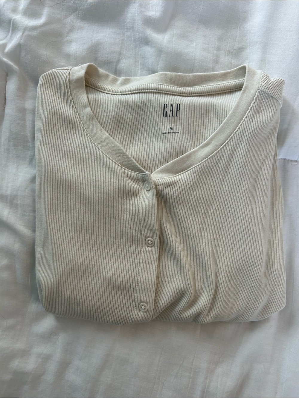 GAP Cream Ribbed Button-Front Cardigan - Picture 4 of 6